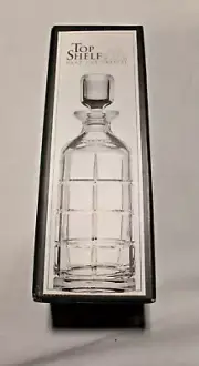 New Top Shelf Tartan Hand Cut Crystal Rectangle Wine Decanter