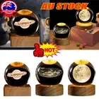 LED Crystal Table Lamp USB 3D Moon Galaxy Globe Night Light Kids Xmas Decor V$
