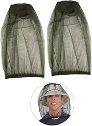Kisangel 10pcs Net Cap for Outdoor Activities Head Net Camping Hiking Fishing (Army) Green