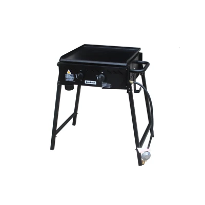 JUMBUCK DELTA PORTABLE GAS BBQ BARBECUE 2 BURNER FLAT TOP FOLDING LEGS PATIO