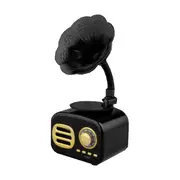 Retro Bluetooth Music Player Speakers With Mic Black Audio Docks & Mini Speakers