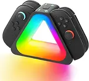 Charging Dock for Switch 2 Joy-Cons Charging Station, 4-Port Charger Station with RGB Lighting Modes, Fast Charging for Nintedos Switch2 Joycon with LED Indication USB Type-C Charger Cable