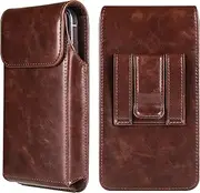 Mobile Phone Holster with Belt Clip Pu Leather Belt Loop Pouch Holder for iPhone 15 14 13 12 11 Pro Max XS Max Google Pixel 9 8a 7 6 Samsung Galaxy S24+ S23 FE S23+ S22+ (Coffee, L)