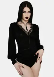 [Playful Promises] WW x Sammi Black Sleeved Playsuit