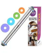 Adjustable Rolling Pin with Thickness Rings for Baking, Adjustable Stainless ...