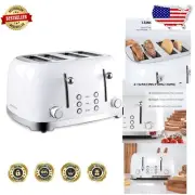 Compact Retro Toaster - 4 Slice, Extra Wide Slots, Easy Clean Design in White
