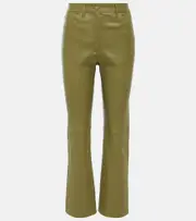 [Joseph] Joseph Stretch Duke leather straight pants AU 6 green