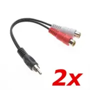 2 PACK - RCA Male Plug to Dual Female Stereo Jacks Y Splitter Cable Adapter 6"