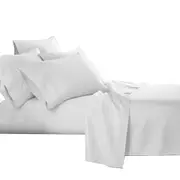 White Bamboo Blend Cooling Flat Fitted Sheet Set