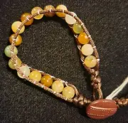 Natural Autumn Jasper Beaded Healing Cord Bracelet Handmade