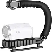 U- Camcorder Stabilizer Handle DSLR Handheld Gimbal C-Shape Video Stabilizer with Flash Shoe Mou Supports Up to 4.4lb for Phone and Camera