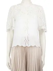 White Floral Lace Pattern Top