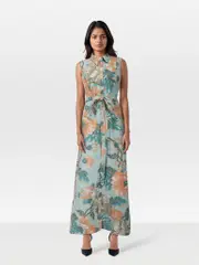 Mona Belted Floral Cut Out Maxi Dress