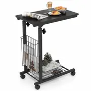 Costway C-Shaped Side Table Coffee Table Mobile End Table Sofa Table Living Room Black