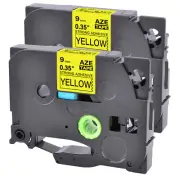 2 Compatible Brother Strong Adhesive Tze TZ-S621 P-Touch Yellow Label Tape 0.35"
