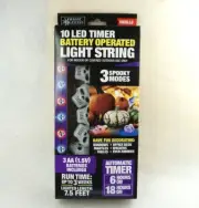 Halloween 10 LED Light String Skulls Battery Operated Timer 3 Modes