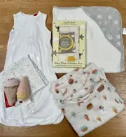 BULK LOT BUNDLE BABY KIP & CO BUBBA BLUE PUREBABY SWADDLE WRAP SLEEP SUIT TOWEL