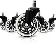 Office Chair Wheels Black, Pack of 5, 3/7 x 7/8 Inch Heavy Duty Chair Wheels Replacement for Scratch-Free, Smooth & Silent Rolling – Suitable for Floors & Carpet