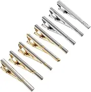 [KUHBDIE] Men's Tie Clip 8-Piece Set with Box Gold Colored Tie Clip Accessories Cufflinks Tie Clip