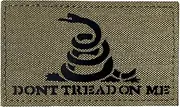 [JUJUPUPS] 2x3.5" Infrared IR Don't Tread On Me Tactical Embroidered Vest Patch Hook-Fastener Backing (Coyote Brown Tan)