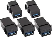 AAOTOKK USB 3.0 A Keystone Adapter Female to Female USB 3.0 A Keystone Jack Insert Socket Coupler Adapter for Wall Plate Outlet Panel (Black/5 Pack)