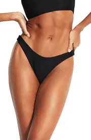 Seafolly High Cut Bikini Bottoms in Black at Nordstrom, Size 10 Us