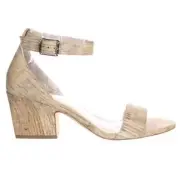Johnston & Murphy Deena Multi Bleached Cork Ankle Strap Heels​​, 9, NIB