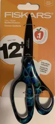 Fiskars 7" Student Precision Scissors Non-Stick Coating Colorful Blue/Green