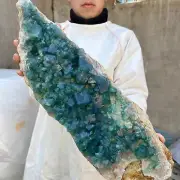 15.8lb Large NATURAL Green Cube FLUORITE Quartz Crystal Cluster Mineral Specimen