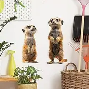 RoyoLam Meerkat Wall Decals Removable African Animal Vinyl Stickers for Nursery Living Room and Kids Playroom Realistic Style Decor Peel and Stick Wall Art