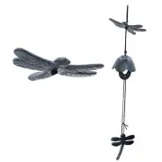 Japanese Wind Chime Cast-Iron Outdoor Ornament for Garden, Blue Dragonflies