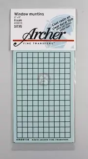Archer O-Scale (1/48) 12" x 12" Square Resin Factory Window Muntins AR88118