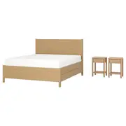 TONSTAD bedroom furniture, set of 3, incl bed storage/oak veneer, Double