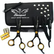 Hairdressing Scissors kit Barber Salon Hair Cutting Shears Razor sharp Set Black