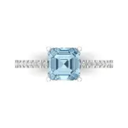 1.66 ct Asscher Swiss Topaz Promise Bridal Wedding Designer Ring 14k White Gold