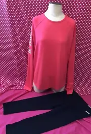 NWT S Victoria Secret Pink Ultimate SET Mesh Back Shirt Top Crop Yoga Legging