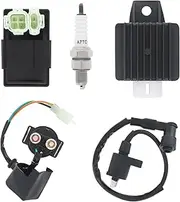 Windance High Performance GY6 AC CDI Ignition Coil Voltage Regulator Relay Rectifier Spark plug Kit for 50cc 125cc 150cc ATV Quad Go Kart Moped Scooter, Motorcycle Ignition Rebuild Set