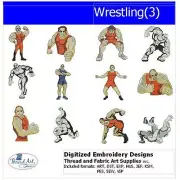 Embroidery Design Set - Wrestling(3) - 12 Designs - 9 Formats - USB Stick