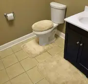 Beige Bathroom Rug Set Non Slip Slide Resistant Three Carpet 3 Piece Nylon Plush