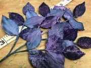 vintage 1940s millinery velvet silk leaves ultra violet 1 spray made in Japan
