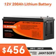 12V 200Ah Lithium Iron Battery LiFePO4 Replace SLA AGM Solar Boat RV BMS