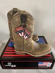 Size 9 Double-H Men’s 11” Domestic Steel Toe Wide Square Roper Boots, New In Box