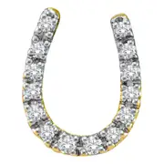 14k Yellow Gold Round Diamond Horseshoe Pendant 1/10 Cttw