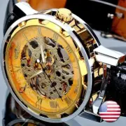 Men's skeleton mechanical luxury watch