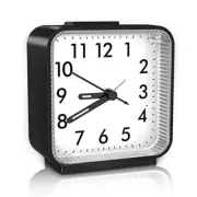 Analog Alarm Clock, Silent Alarm Clock, Non Ticking Alarm Clock, Small Black