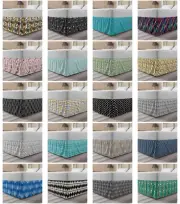 Ambesonne Absurd Pattern Bedskirt Elastic Wrap Around Skirt Gathered Design