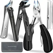 Toenail Clippers for Seniors Thick Toenails, Angled Head Large Toe Nail Clippers for Men, Professional Ingrown Toenail Clippers with Wide Jaw, Ultra Sharp Slanted Nail Clippers with Long Handle