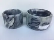 Blue Pheasant Mavis Grey Marble Serving Bowl, Pack of 2 - NEW!
