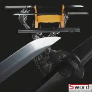 black double Japanese ninja swords katana full tang carbon steel musashi tsuba