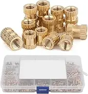 450 PCS Female Thread Knurled Brass Threaded Insert Embedded Nuts Assortment Kit, M2 M2.5 M3 M4 Pressed Fit into Holes for 3D Prints and More Projects with a Clear Box (450)